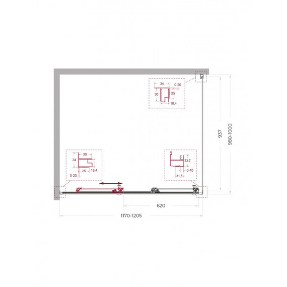 Душевое ограждение BelBagno 120x100 см UNO-195-AHF-31-120/100-C-NERO, чёрный матовый/прозрачное - фото 2