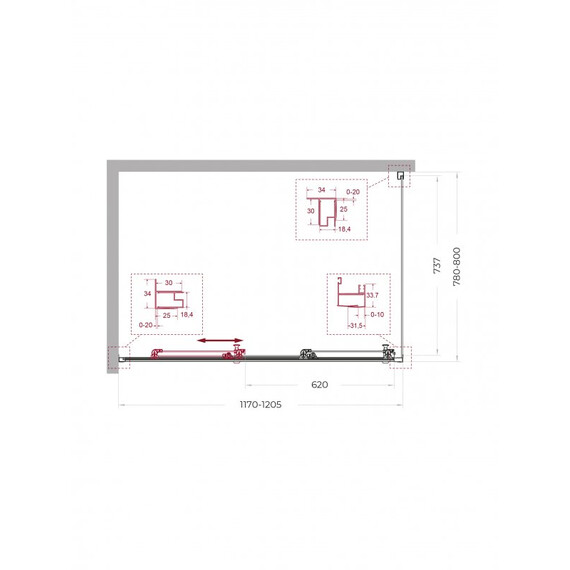 Душевое ограждение BelBagno 120x80 см UNO-195-AHF-31-120/80-C-NERO, чёрный матовый/прозрачное - фото 2