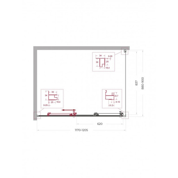 Душевое ограждение BelBagno 120x90 см UNO-195-AHF-31-120/90-C-NERO, чёрный матовый/прозрачное - фото 2