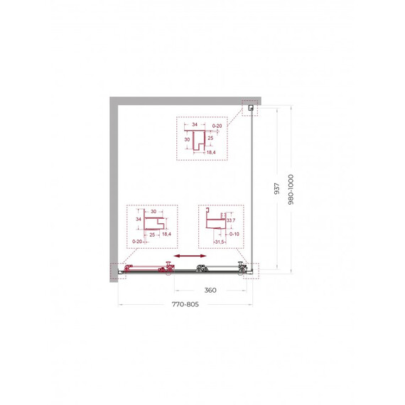 Душевое ограждение BelBagno 80x100 см UNO-195-AHF-31-80/100-C-Cr, хром/прозрачное - фото 2