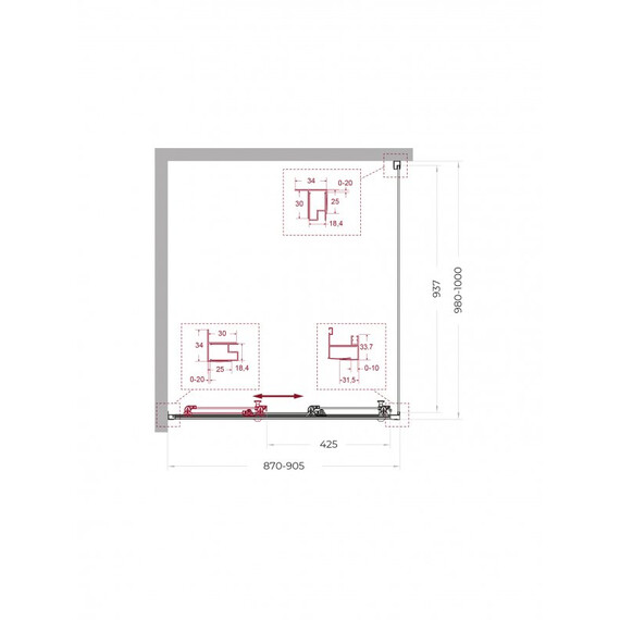 Душевое ограждение BelBagno 90x100 см UNO-195-AHF-31-90/100-C-NERO, чёрный матовый/прозрачное - фото 2