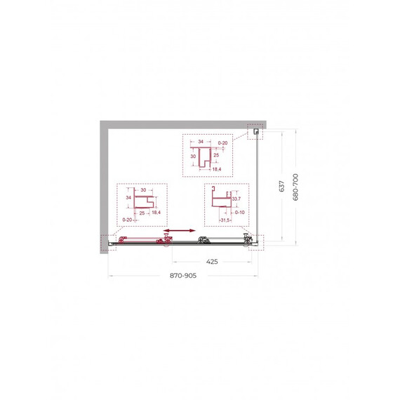 Душевое ограждение BelBagno 90x70 см UNO-195-AHF-31-90/70-C-NERO, чёрный матовый/прозрачное - фото 2