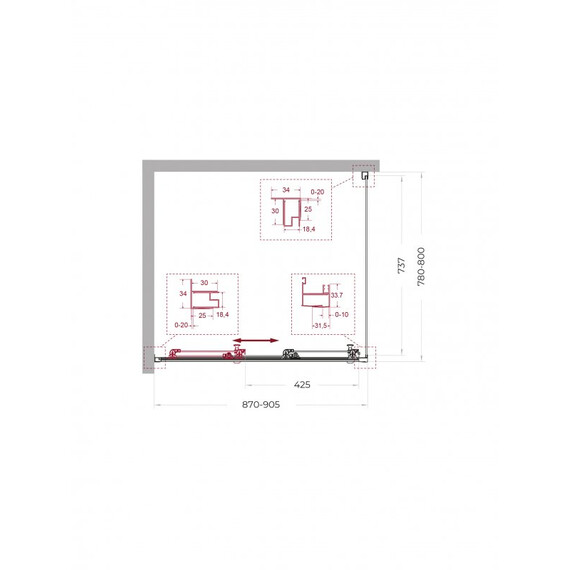 Душевое ограждение BelBagno 90x80 см UNO-195-AHF-31-90/80-C-NERO, чёрный матовый/прозрачное - фото 2