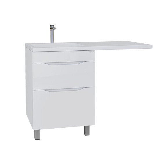 Тумба напольная с раковиной Grossman Вилар 120 см L (раковина Камилла-120) белый глянец - фото 2