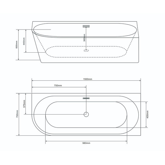 Ванна акриловая Grossman Cristal 150x75 см GR-2205FL - фото 16