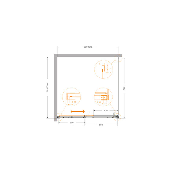 Душевое ограждение Cezares 100x100 см PLANE-A-1-100-C-BORO, брашированное золото/прозрачное - фото 5