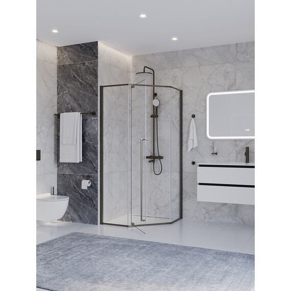 Душевое ограждение Cezares 100x100 см PLANE-P-1-100-C-GM (стекло 8 мм) оружейная сталь/прозрачное - фото 2