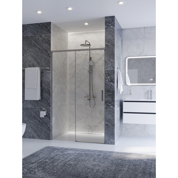 Душевая дверь Cezares 110 см PLANE-BF-1-110-C-IN, сатин/прозрачное - фото 