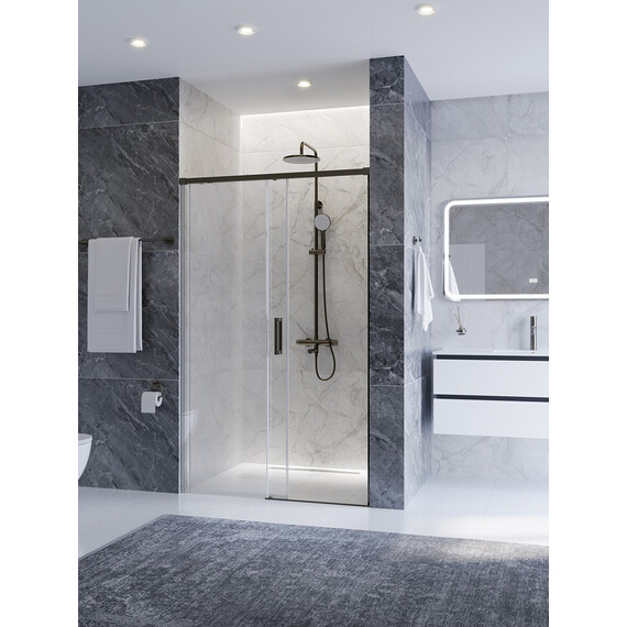 Душевая дверь Cezares 110 см PLANE-BF-1-110-C-GM, оружейная сталь/прозрачное - фото 2