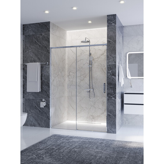 Душевая дверь Cezares 140 см PLANE-BF-1-140-C-CR, хром/прозрачное - фото 