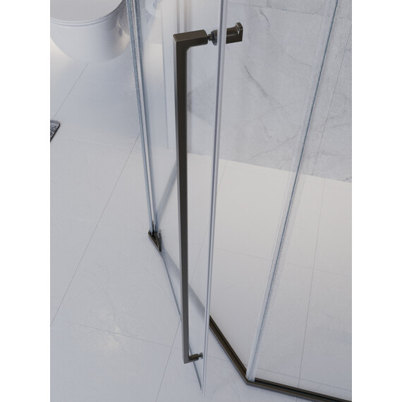 Душевое ограждение Cezares 90x90 см PLANE-P-1-90-C-GM (стекло 8 мм) оружейная сталь/прозрачное - фото 8