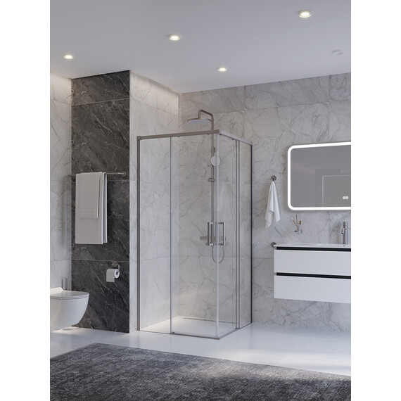 Душевое ограждение Cezares 90x90 см PLANE-A-2-90-C-IN, сатин/прозрачное - фото 