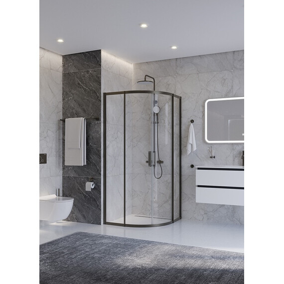 Душевое ограждение Cezares 90x90 см PLANE-R-2-90-C-GM, оружейная сталь/прозрачное - фото 