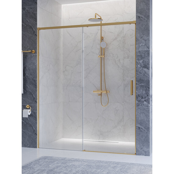 Душевая дверь Cezares 150 см PLANE-BF-1-150-C-BORO, брашированное золото/прозрачное - фото 3