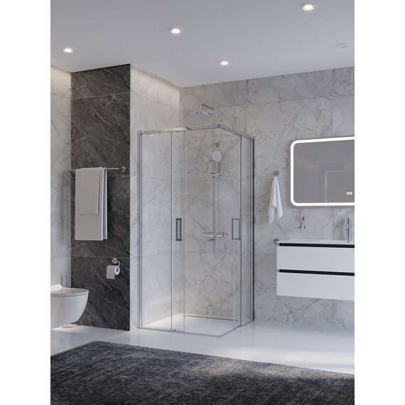 Душевое ограждение Cezares 100x100 см PLANE-A-2-100-C-CR, хром/прозрачное - фото 2