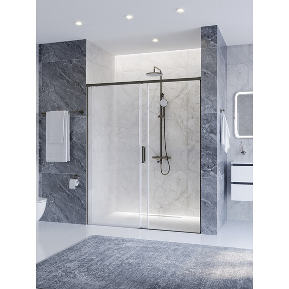 Душевая дверь Cezares 150 см PLANE-BF-1-150-C-GM, оружейная сталь/прозрачное - фото 2