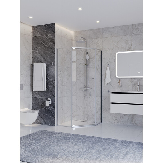 Душевое ограждение Cezares 100x100 см PLANE-P-1-100-C-CR (стекло 8 мм) хром/прозрачное - фото 