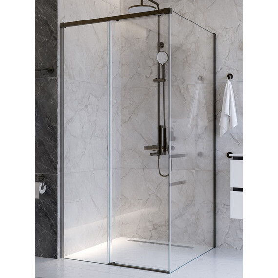 Душевое ограждение Cezares 100x100 см PLANE-A-1-100-C-GM, оружейная сталь/прозрачное - фото 3