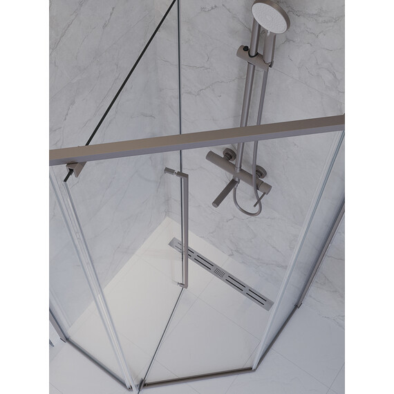 Душевое ограждение Cezares 100x100 см PLANE-P-1-100-C-IN (стекло 8 мм) сатин/прозрачное - фото 5