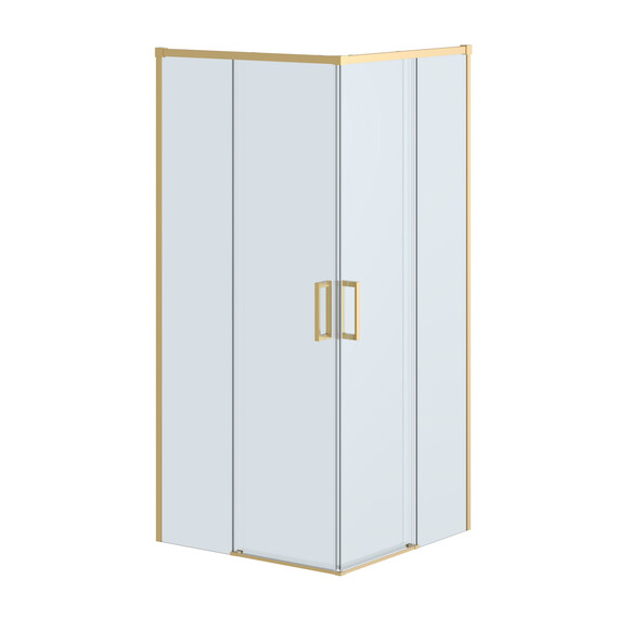 Душевое ограждение Cezares 100x100 см PLANE-A-2-100-C-BORO, брашированное золото/прозрачное - фото 4