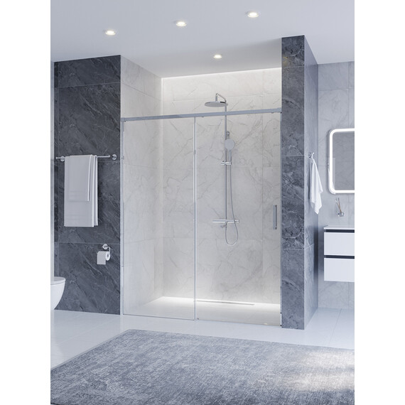 Душевая дверь Cezares 160 см PLANE-BF-1-160-C-CR, хром/прозрачное - фото 