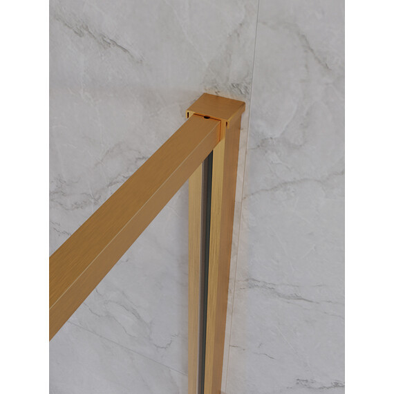 Душевое ограждение Cezares 100x100 см PLANE-P-1-100-C-BORO (стекло 8 мм) брашированное золото/прозрачное - фото 6