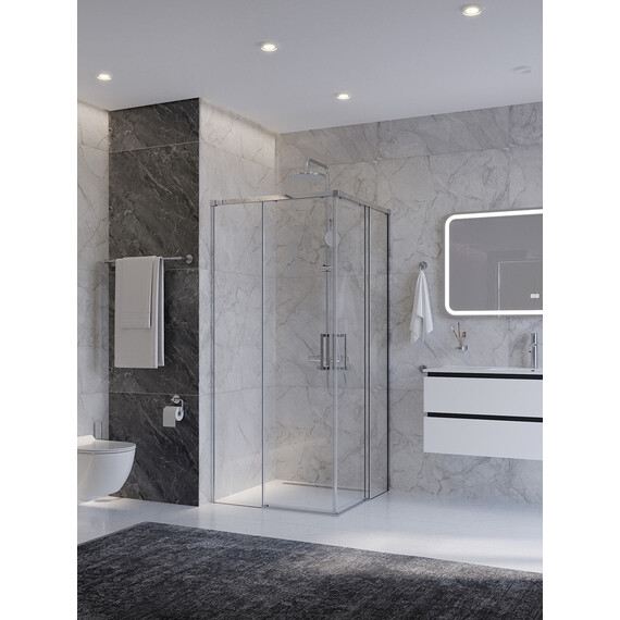 Душевое ограждение Cezares 100x100 см PLANE-A-2-100-C-CR, хром/прозрачное - фото 