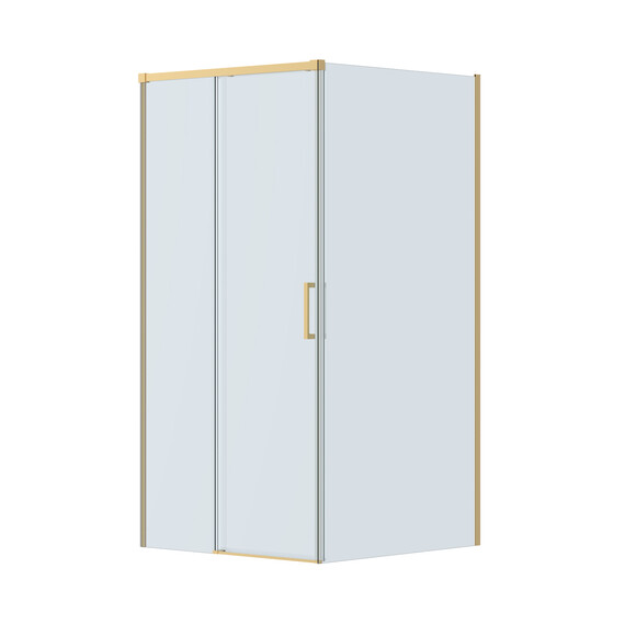 Душевое ограждение Cezares 100x100 см PLANE-A-1-100-C-BORO, брашированное золото/прозрачное - фото 4
