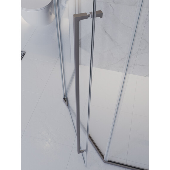 Душевое ограждение Cezares 90x90 см PLANE-P-1-90-C-IN (стекло 8 мм) сатин/прозрачное - фото 7