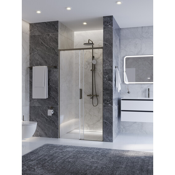 Душевая дверь Cezares 100 см PLANE-BF-1-100-C-GM, оружейная сталь/прозрачное - фото 2