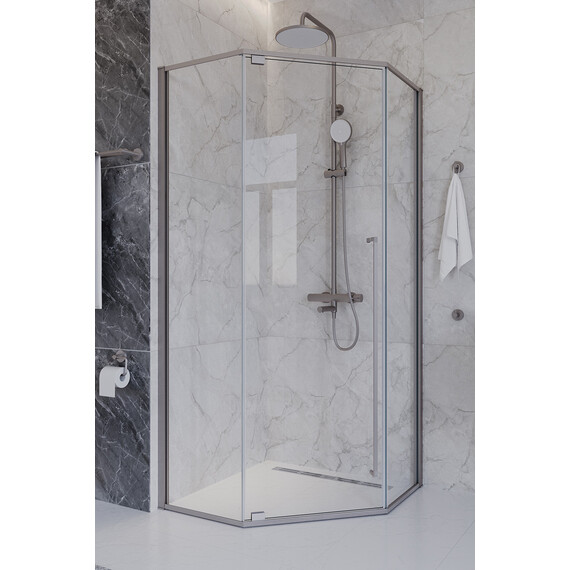 Душевое ограждение Cezares 100x100 см PLANE-P-1-100-C-IN (стекло 8 мм) сатин/прозрачное - фото 3