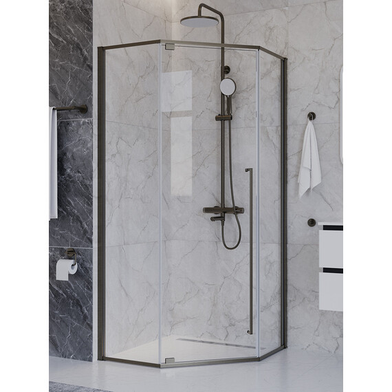 Душевое ограждение Cezares 100x100 см PLANE-P-1-100-C-GM (стекло 8 мм) оружейная сталь/прозрачное - фото 3