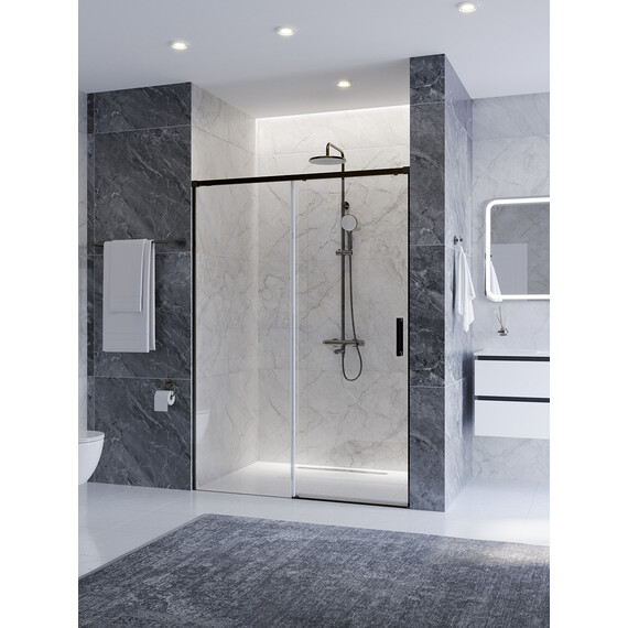 Душевая дверь Cezares 140 см PLANE-BF-1-140-C-GM, оружейная сталь/прозрачное - фото 