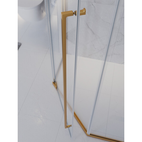 Душевое ограждение Cezares 90x90 см PLANE-P-1-90-C-BORO (стекло 8 мм) брашированное золото/прозрачное - фото 8