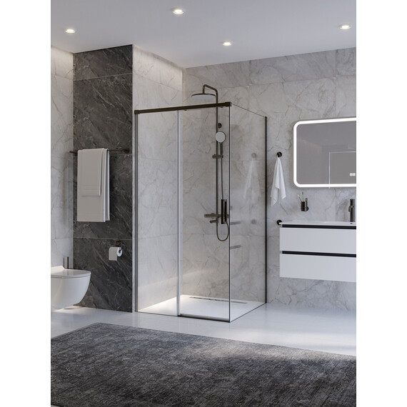 Душевое ограждение Cezares 100x100 см PLANE-A-1-100-C-GM, оружейная сталь/прозрачное - фото 