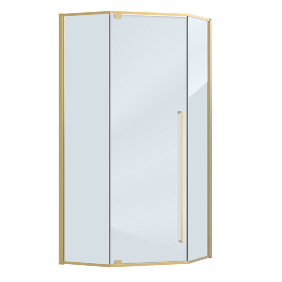 Душевое ограждение Cezares 90x90 см PLANE-P-1-90-C-BORO (стекло 8 мм) брашированное золото/прозрачное - фото 4