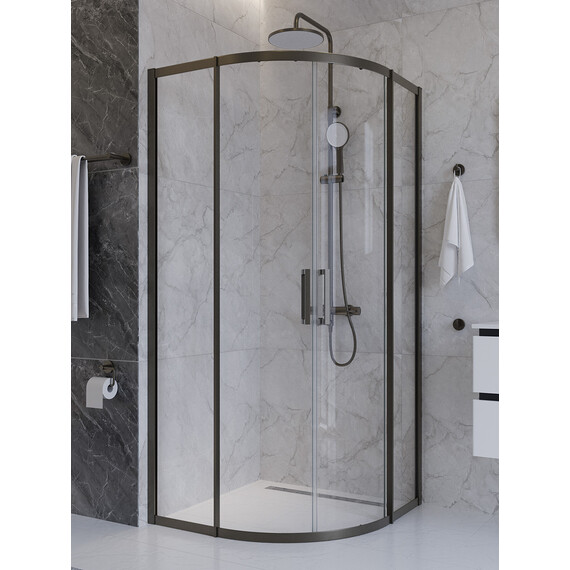 Душевое ограждение Cezares 90x90 см PLANE-R-2-90-C-GM, оружейная сталь/прозрачное - фото 3