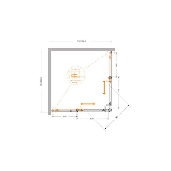 Душевое ограждение Cezares 100x100 см PLANE-A-2-100-C-GM, оружейная сталь/прозрачное - фото 5