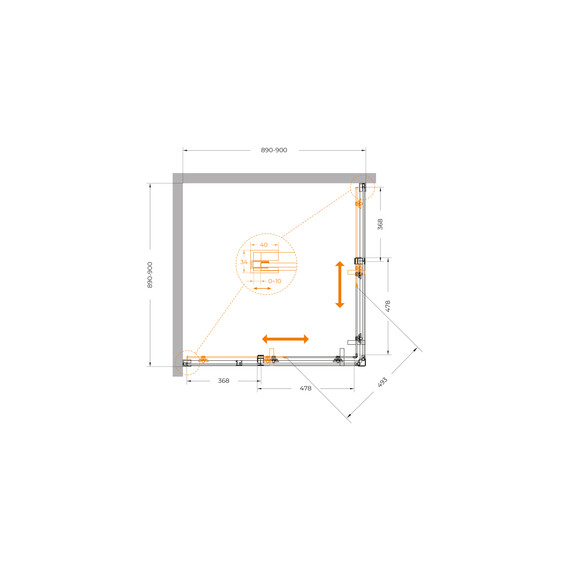 Душевое ограждение Cezares 90x90 см PLANE-A-2-90-C-IN, сатин/прозрачное - фото 5