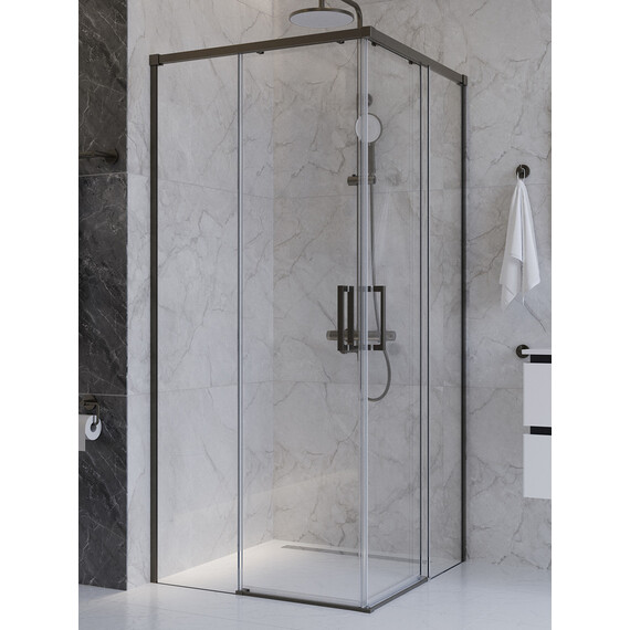 Душевое ограждение Cezares 90x90 см PLANE-A-2-90-C-GM, оружейная сталь/прозрачное - фото 3