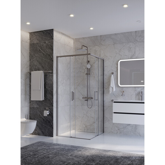 Душевое ограждение Cezares 100x100 см PLANE-A-2-100-C-IN, сатин/прозрачное - фото 2