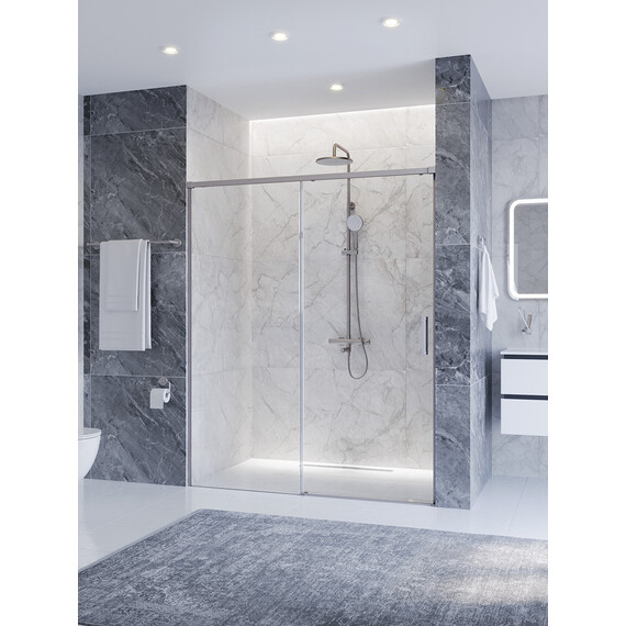 Душевая дверь Cezares 160 см PLANE-BF-1-160-C-IN, сатин/прозрачное - фото 