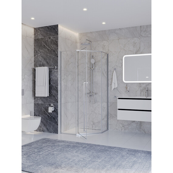 Душевое ограждение Cezares 100x100 см PLANE-P-1-100-C-CR (стекло 8 мм) хром/прозрачное - фото 2