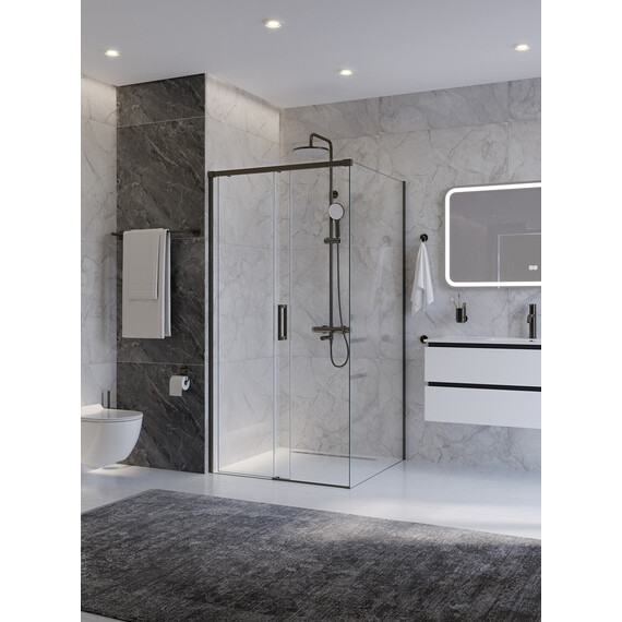 Душевое ограждение Cezares 100x100 см PLANE-A-1-100-C-GM, оружейная сталь/прозрачное - фото 2