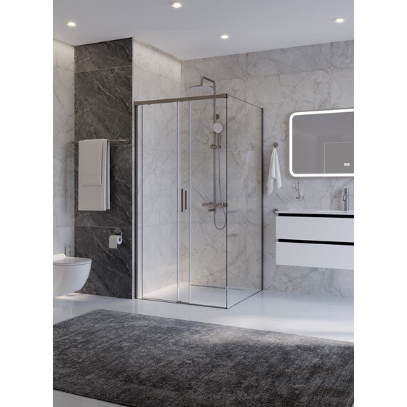 Душевое ограждение Cezares 100x100 см PLANE-A-1-100-C-IN, сатин/прозрачное - фото 2