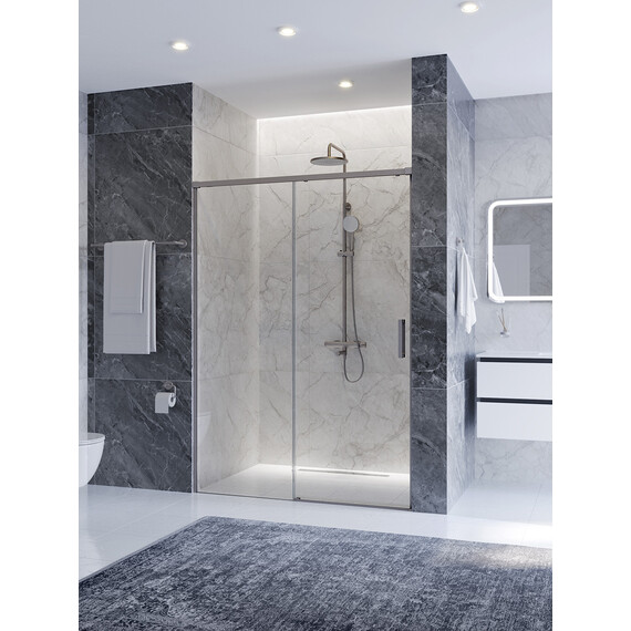 Душевая дверь Cezares 140 см PLANE-BF-1-140-C-IN, сатин/прозрачное - фото 