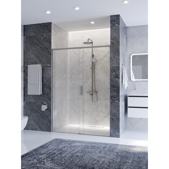 Душевая дверь Cezares 140 см PLANE-BF-1-140-C-IN, сатин/прозрачное - фото 2