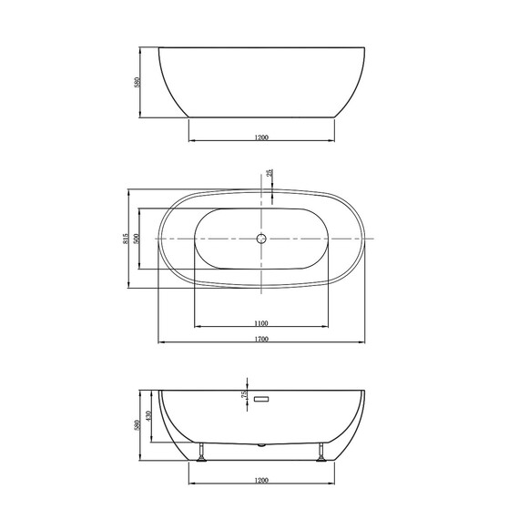 Ванна отдельностоящая Vincea 170x81 см VBT-408-1700MW, белый матовый - фото 5