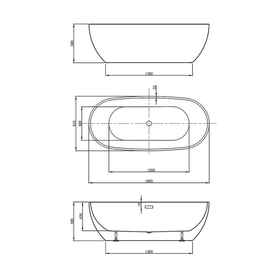 Ванна отдельностоящая Vincea 180x81 см VBT-408-1800MW, белый матовый - фото 5