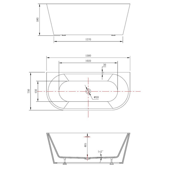 Ванна пристенная Vincea 150x75 см VBT-421-1500 - фото 4